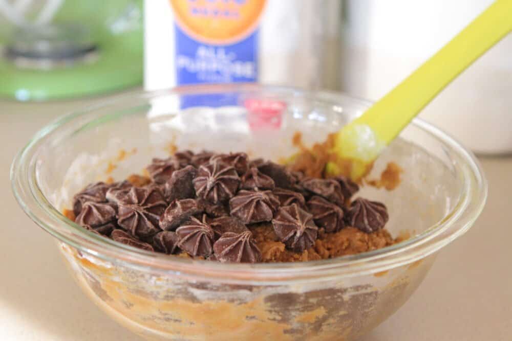 chocolate stars in mixing bowl
