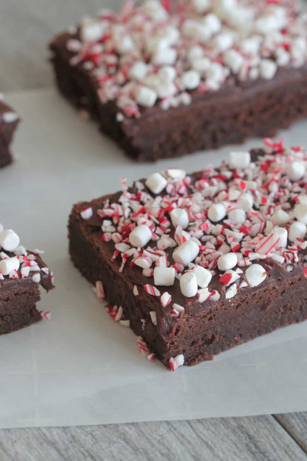 frosted Christmas brownies cut into squares