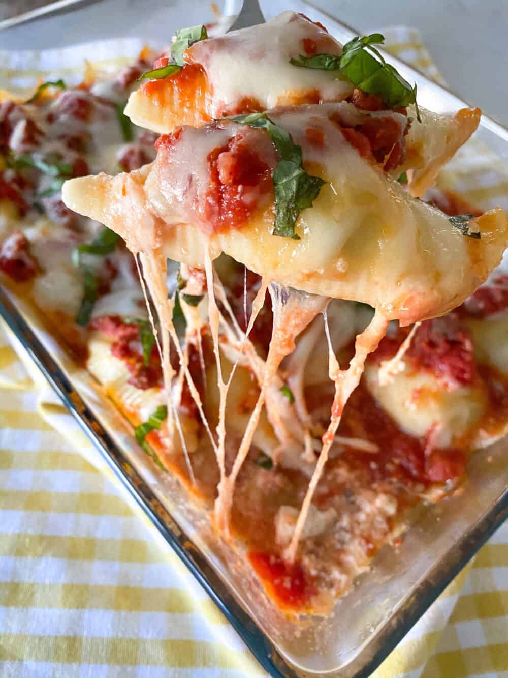 stuffed shells cooked in baking pan