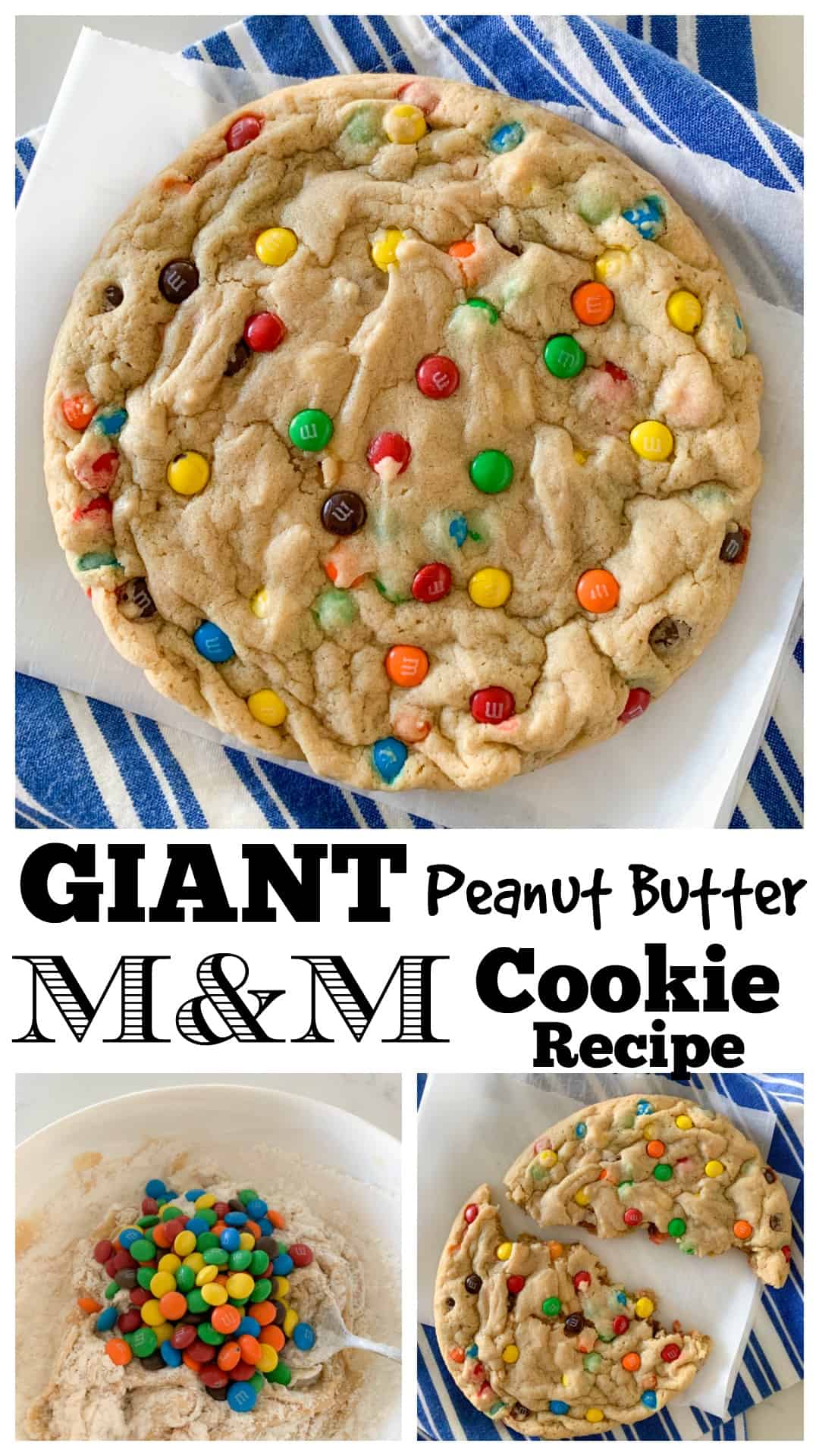 photo collage of m and m cookies