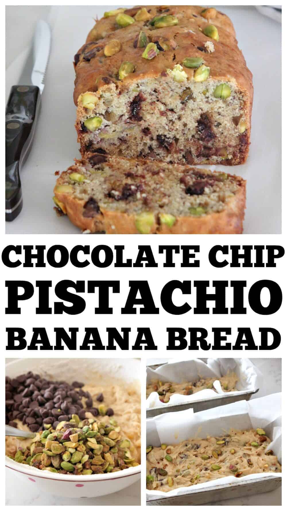 Chocolate Chip Pistachio Banana Bread | Banana Nut Bread Recipe