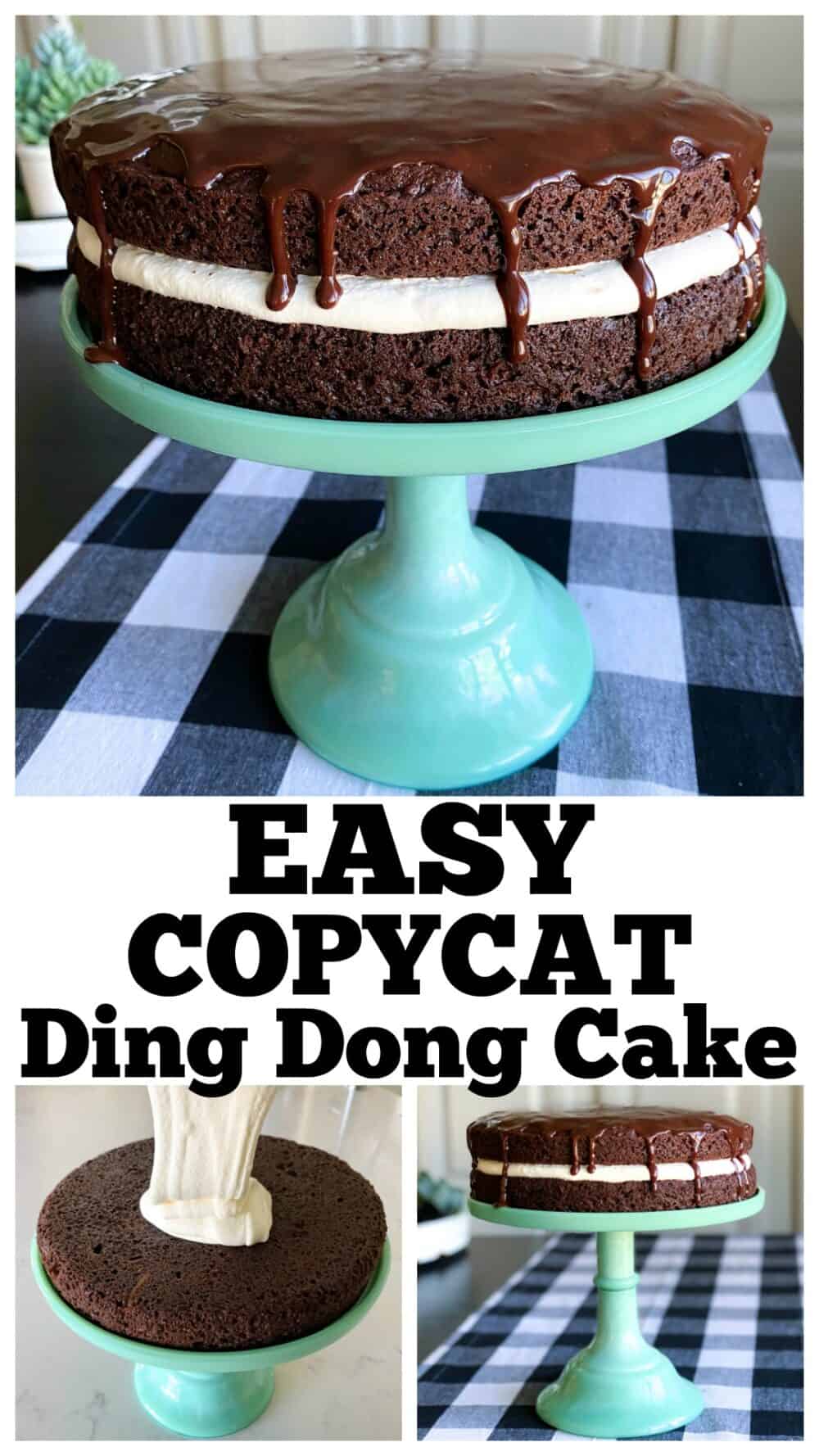 photo collage of ding dong cake
