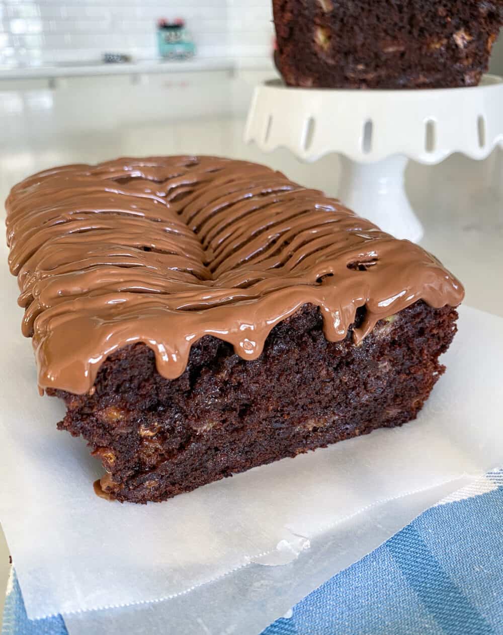 drizzle melted chocolate over baked banana bread