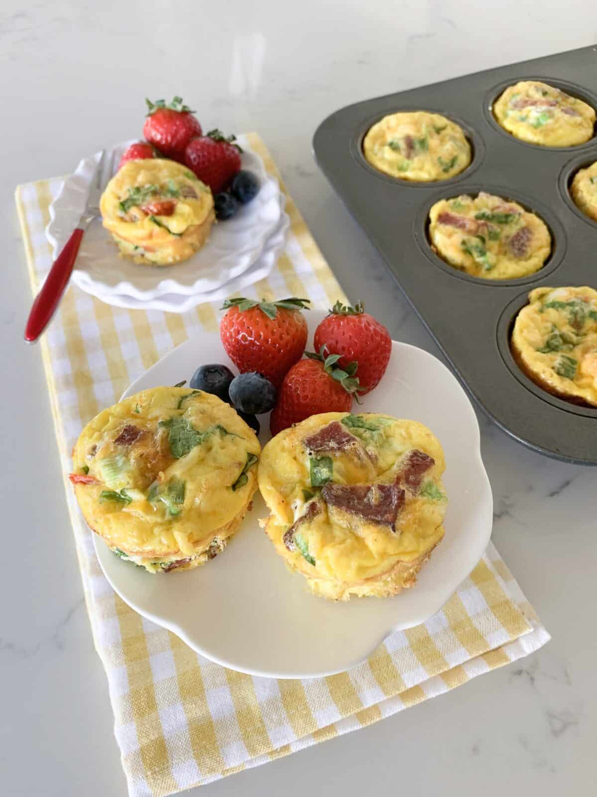 egg muffins on serving plates