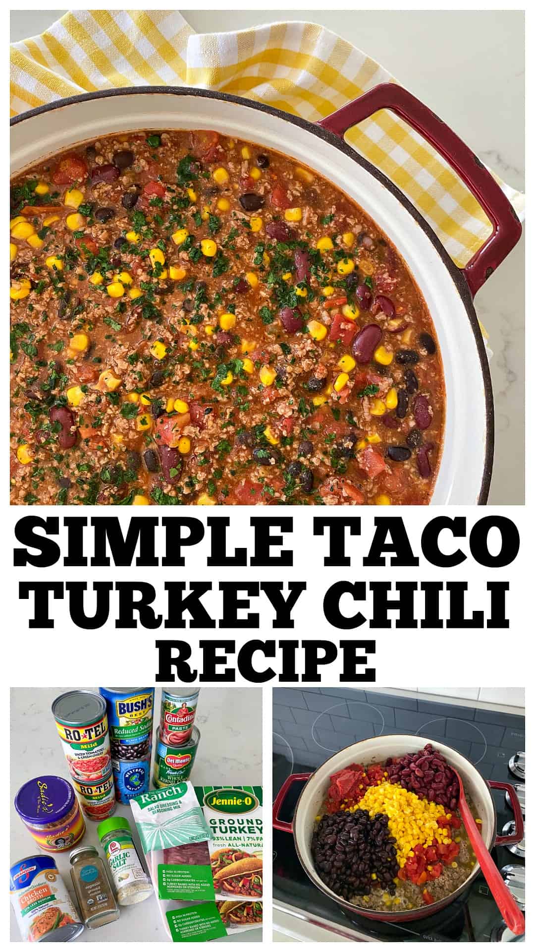 photo collage of turkey chili