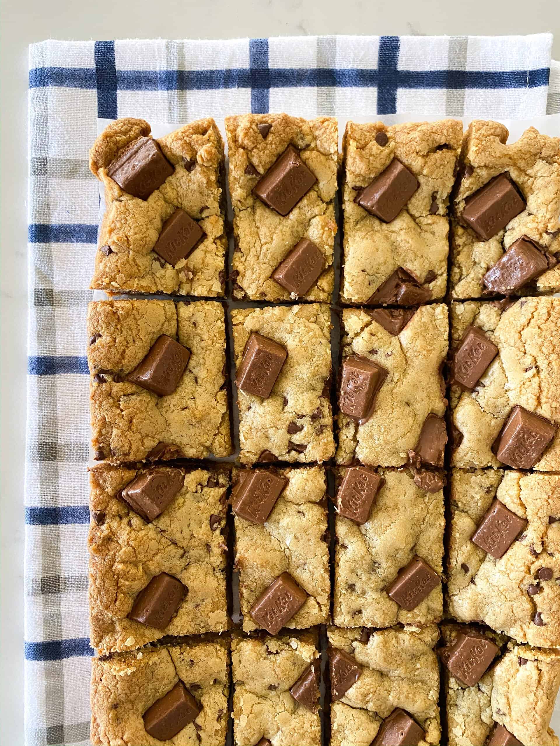 kit kat cookie bars cut into squares