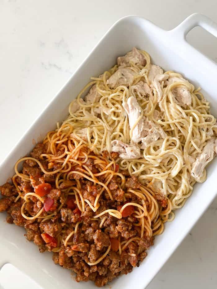 Red and White Baked Spaghetti Recipe Easy Pasta Dinner Idea!