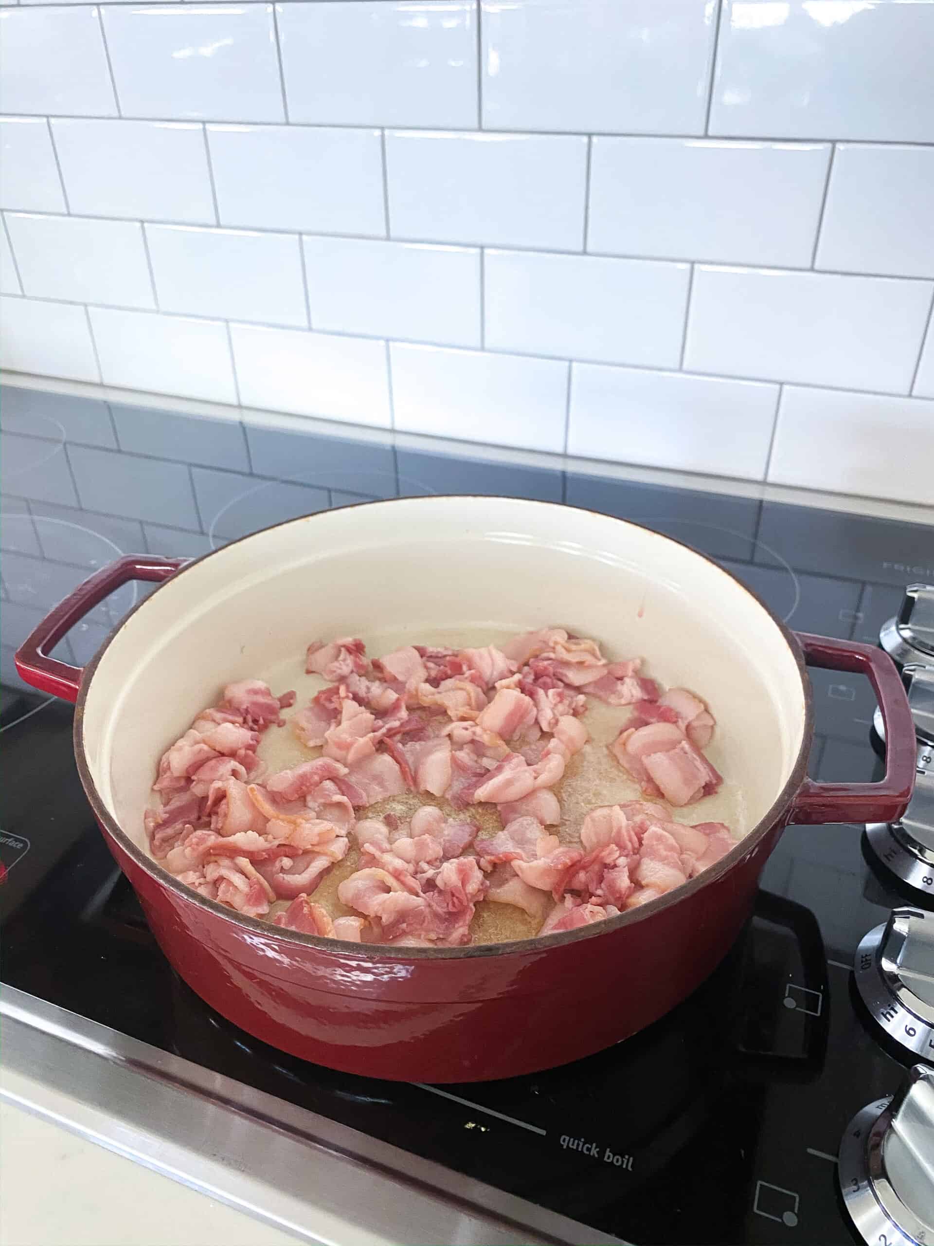 cooking bacon for loaded baked potato soup