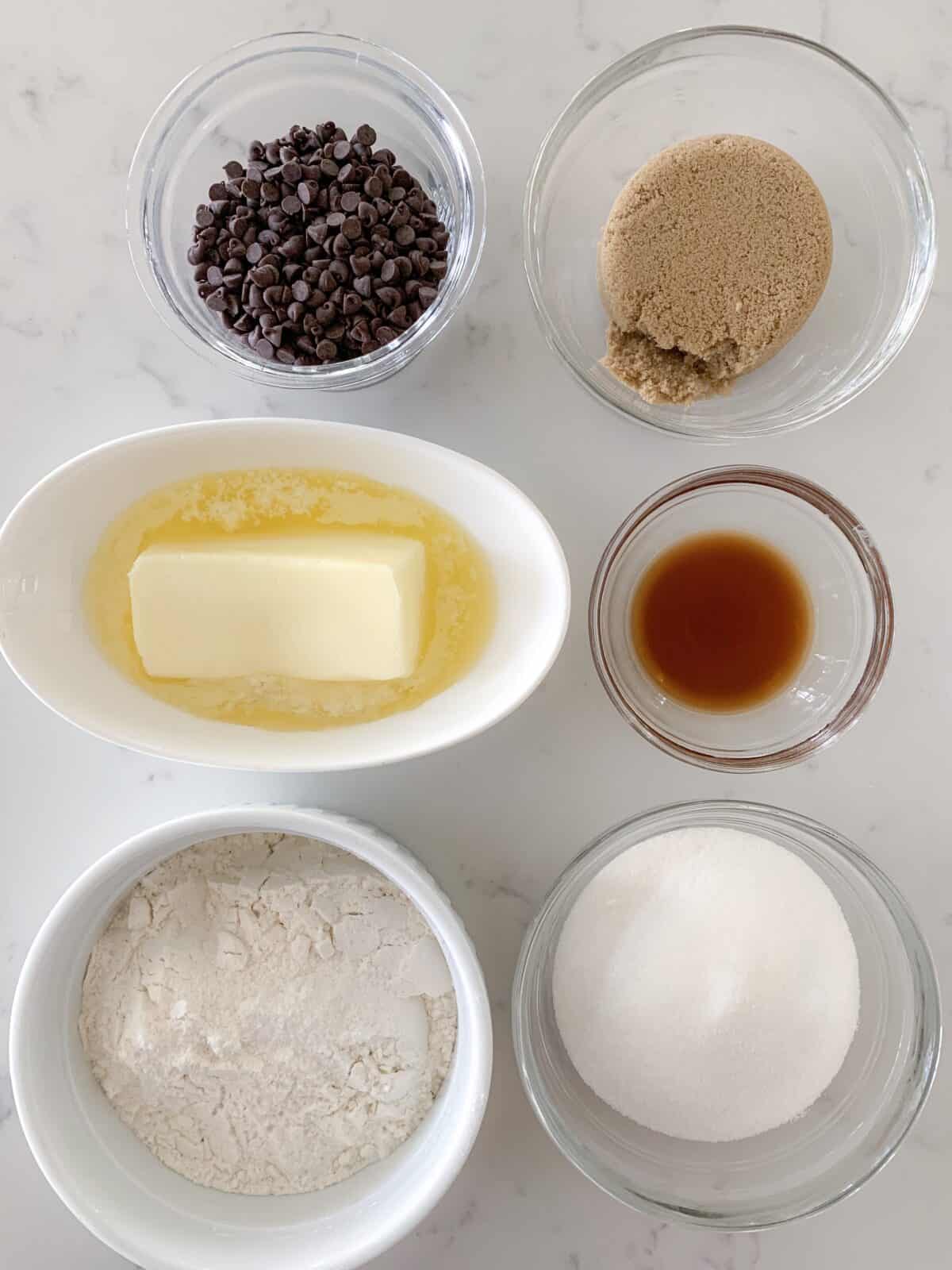 edible cookie dough ingredients on counter