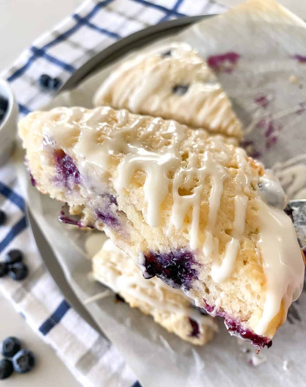 baked iced blueberry scones