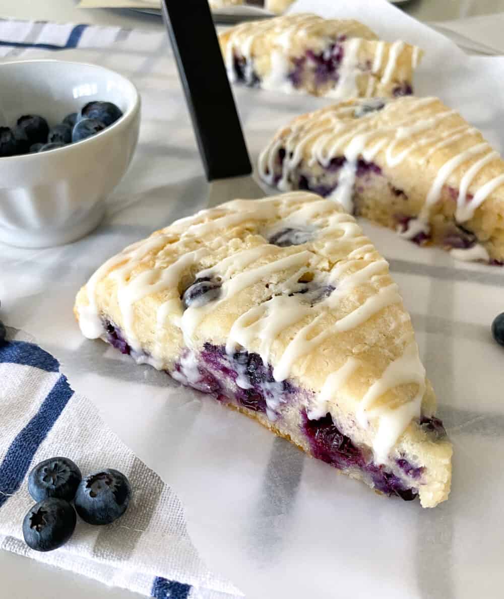 baked iced blueberry scones