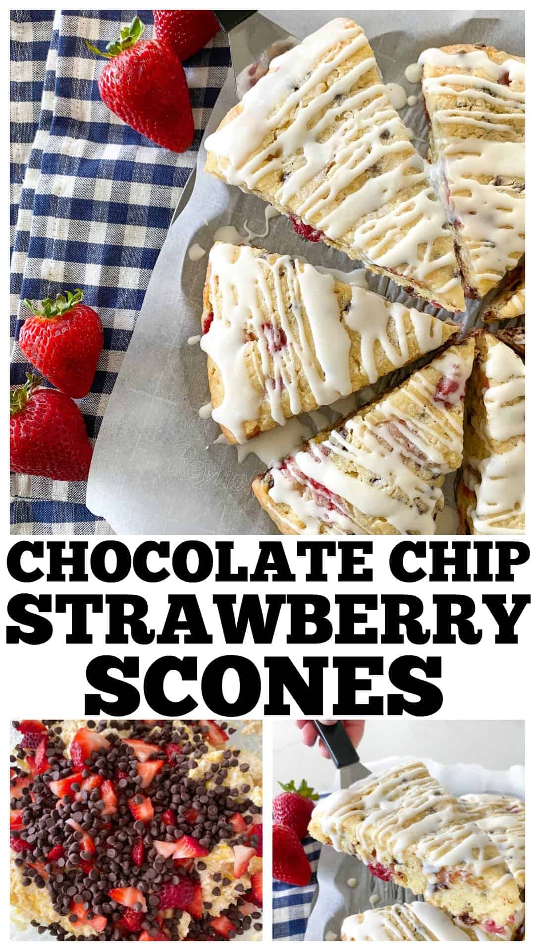 photo collage of strawberry scones