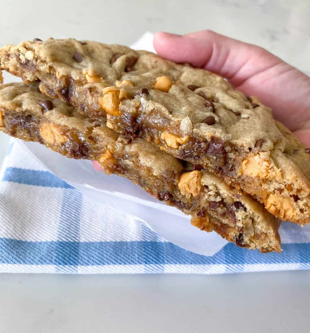 baked giant chocolate chip cookie