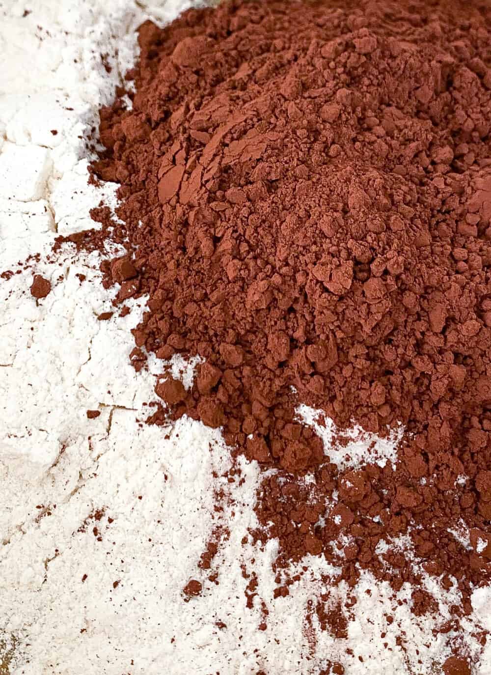 dry ingredients into mixing bowl for homemade brownies