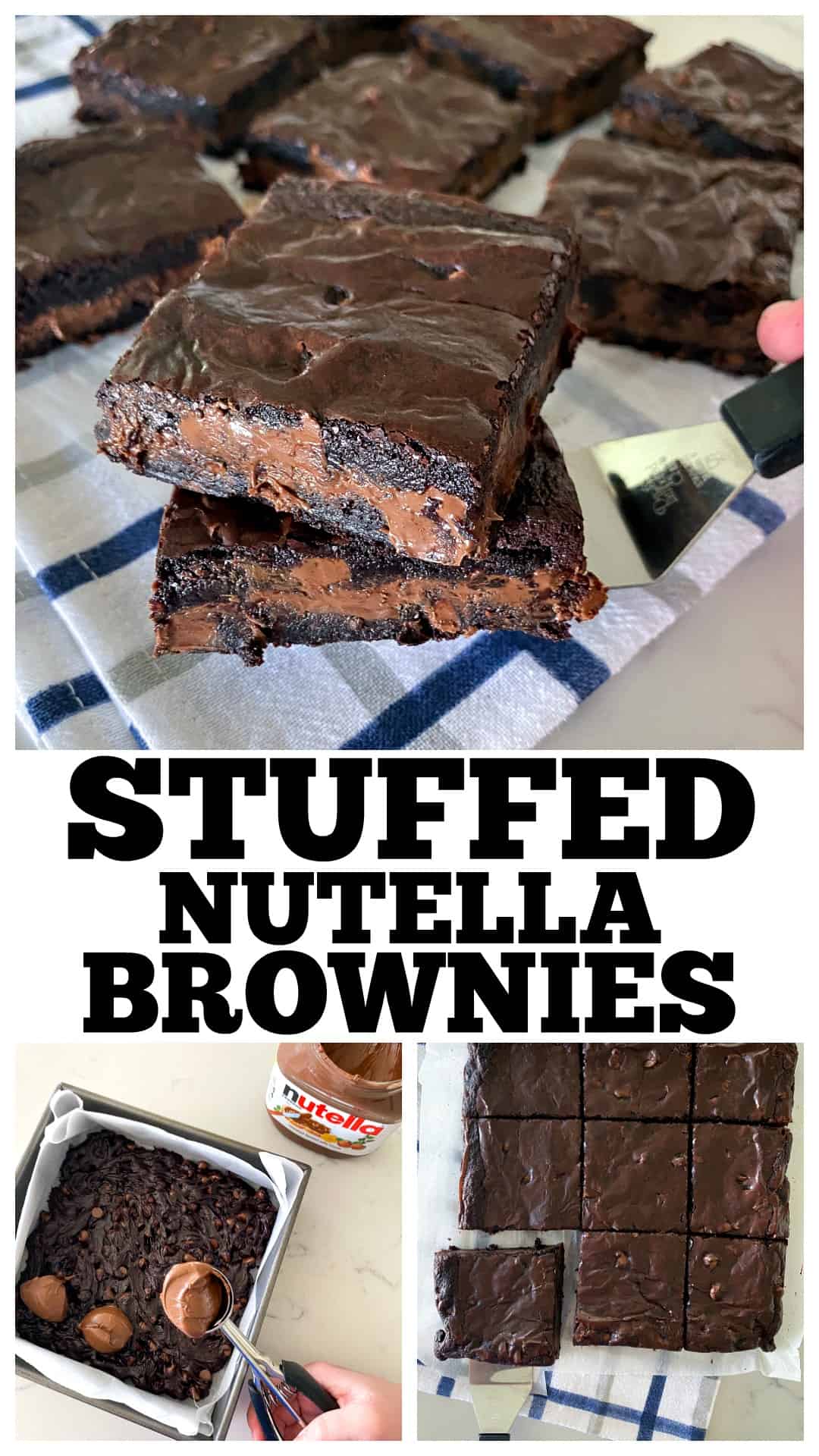 photo collage of nutella brownies