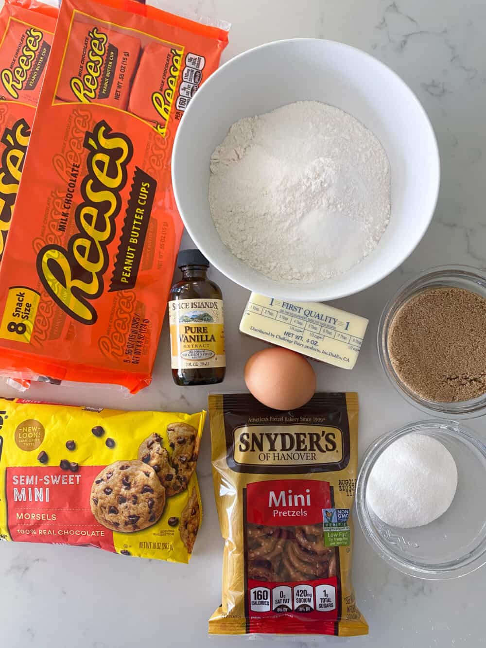 ingredients for peanut butter cup cookies