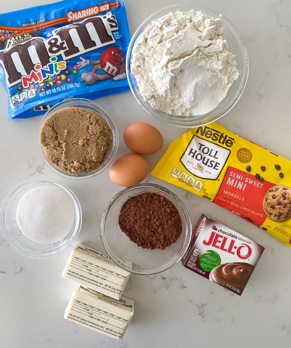 ingredients for double chocolate cookies