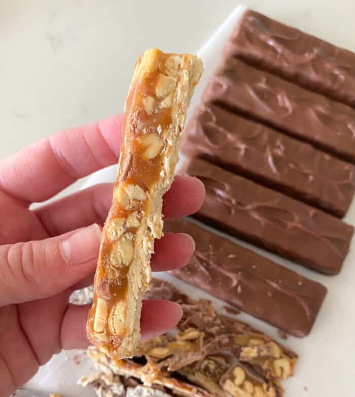 Cutting edges off of snickers bars