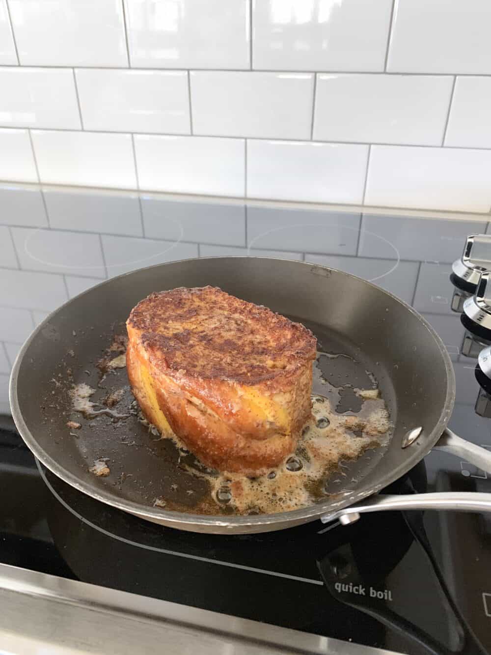cooking french toast in skillet