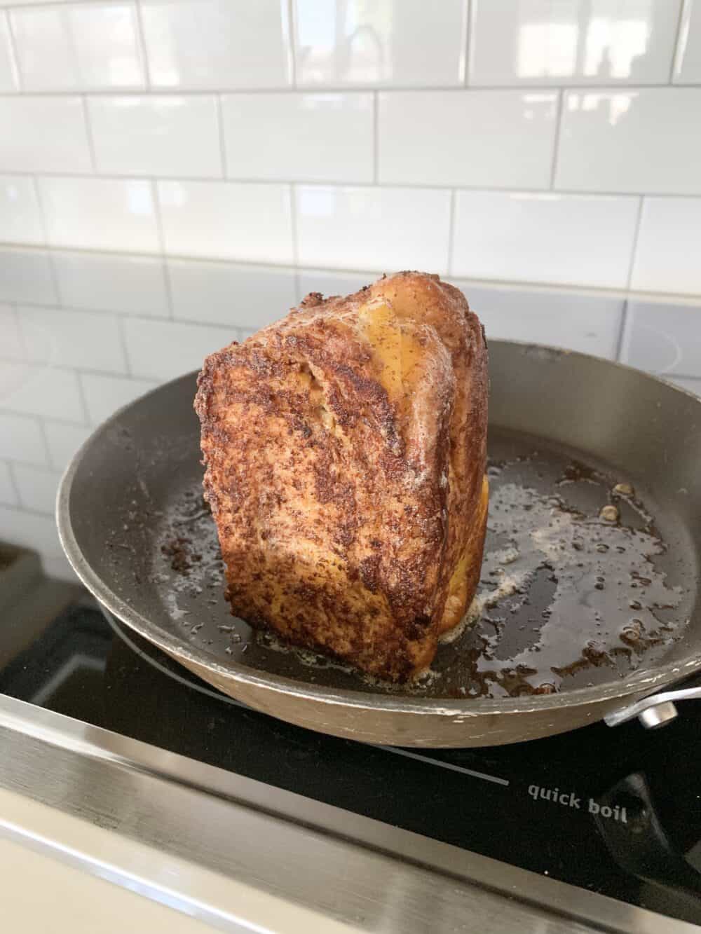 cooking french toast in skillet