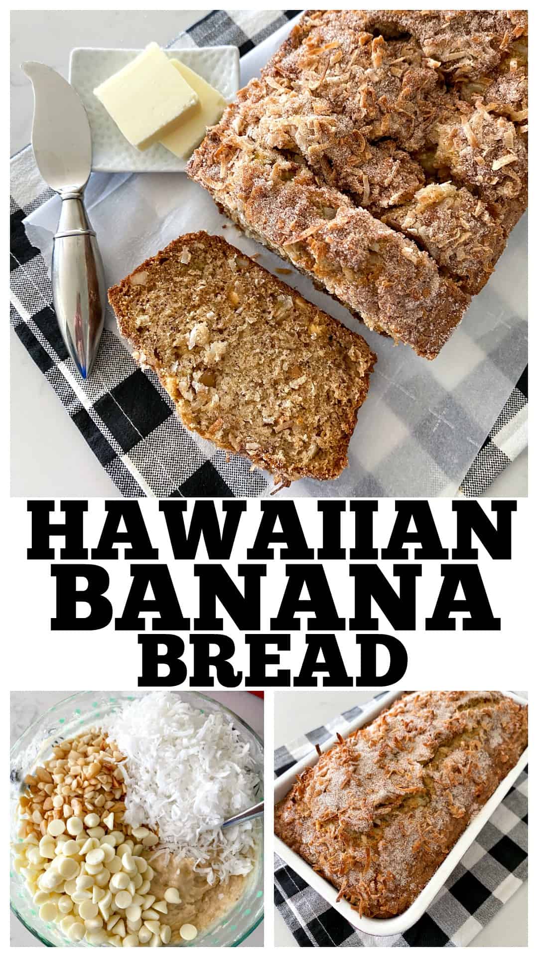 photo collage of simple banana bread