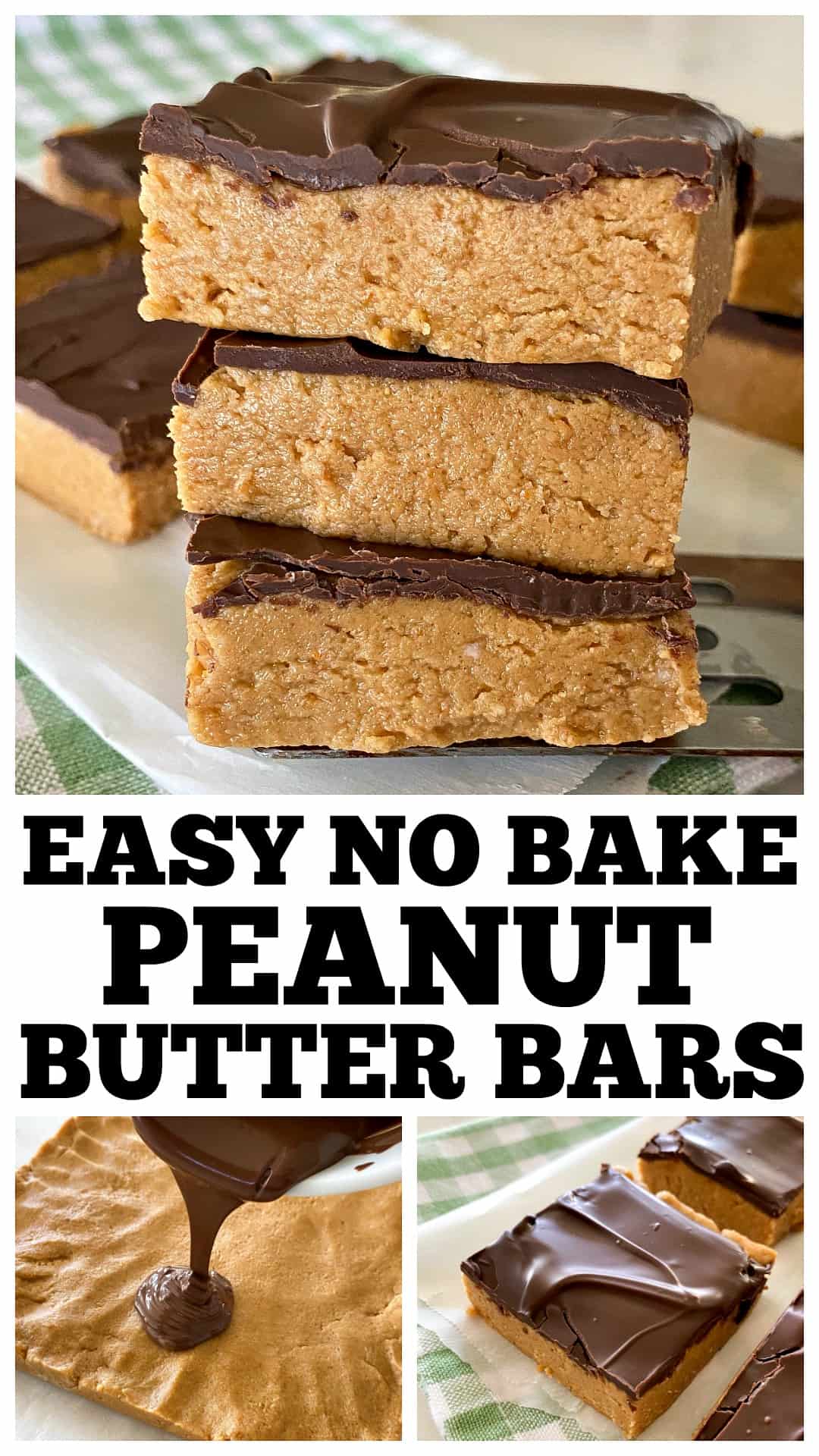 no bake peanut butter bars collage