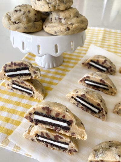 baked oreo stuffed chocolate chip cookies