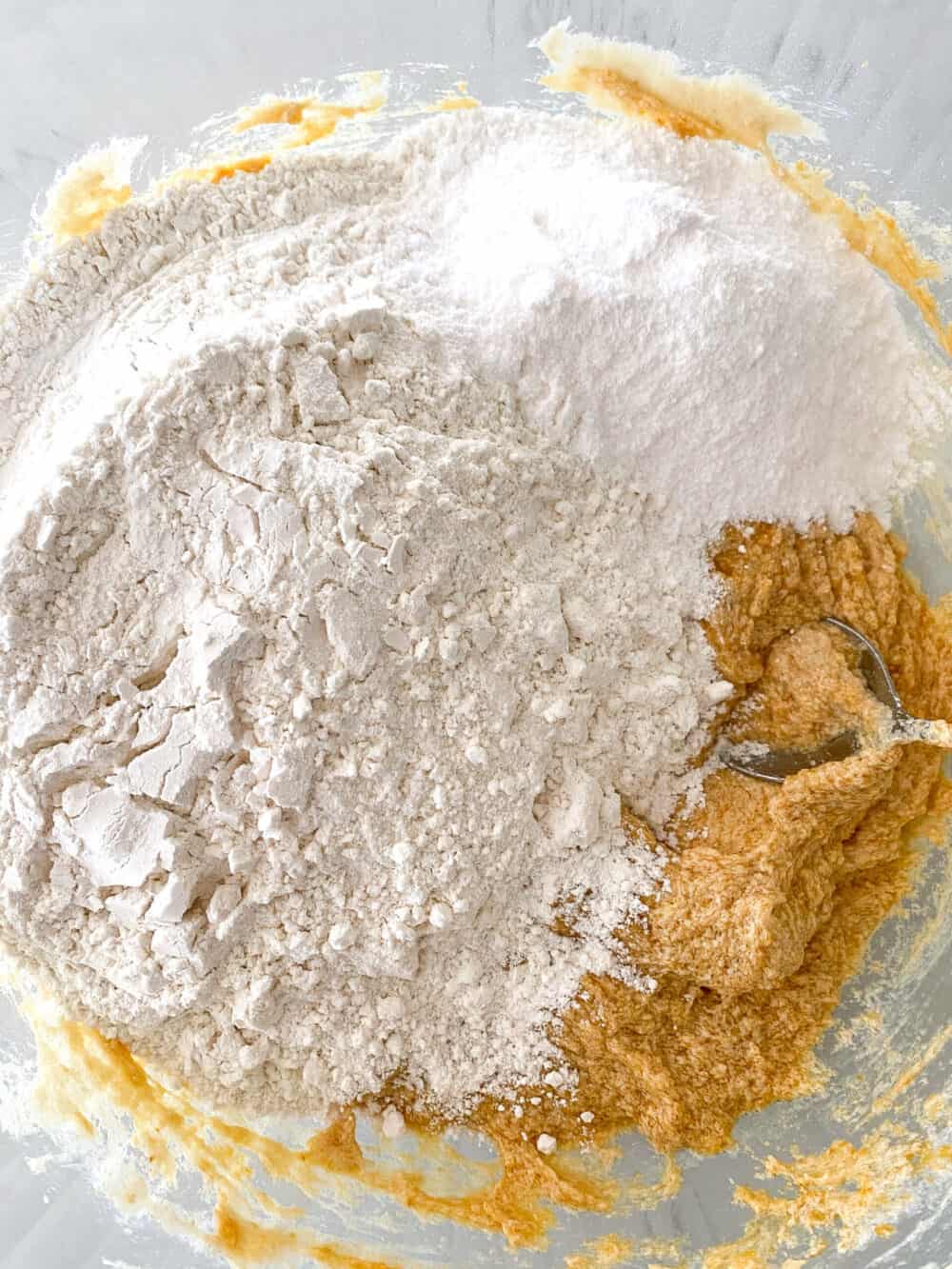 dry ingredients added to mixing bowl