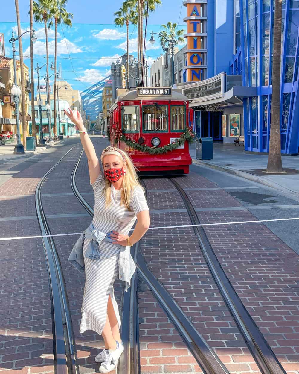 red car trolley buena vista street