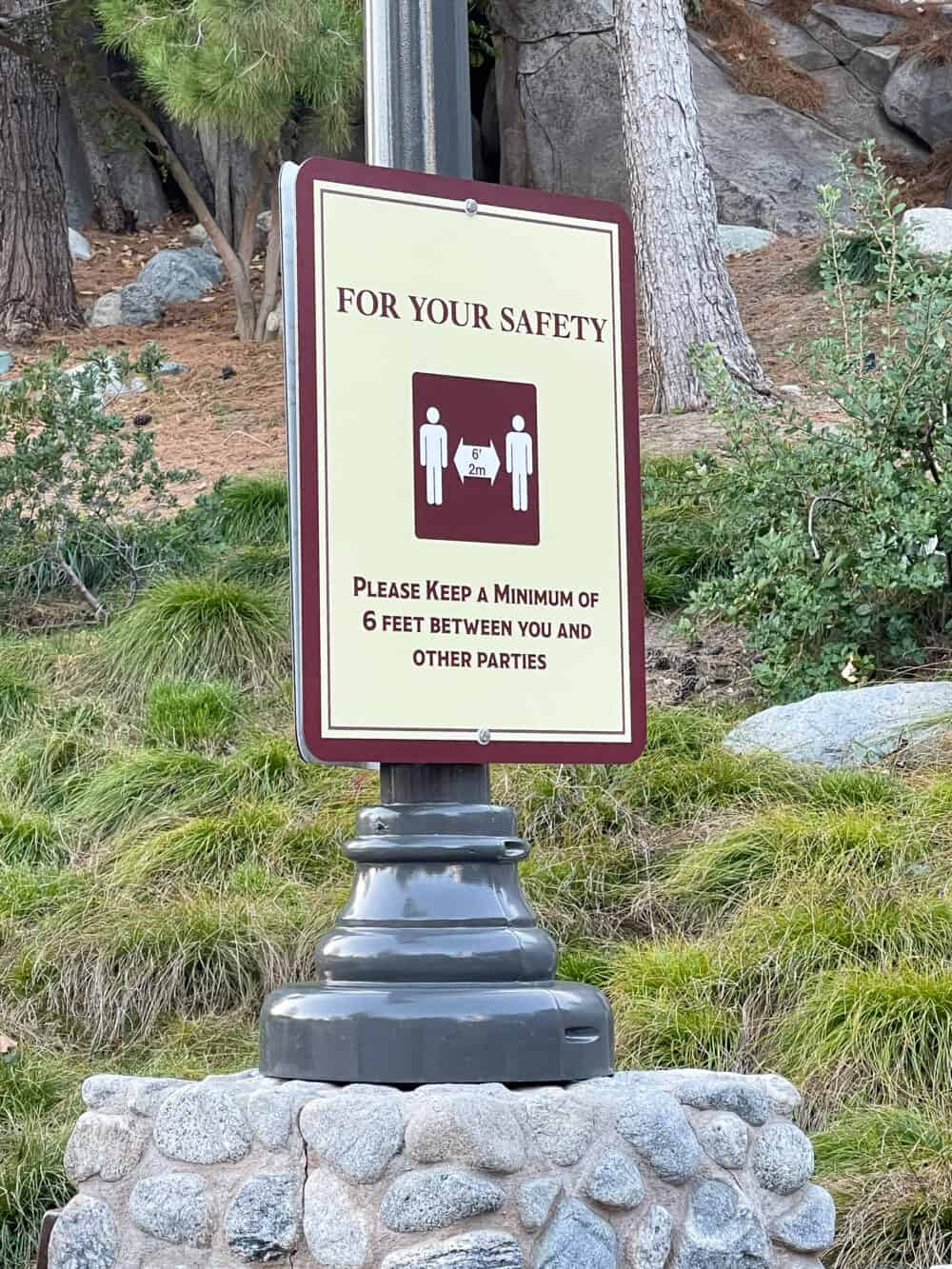 safety measures sign buena vista street