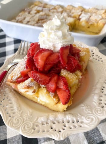 strawberry shortcake on serving plate