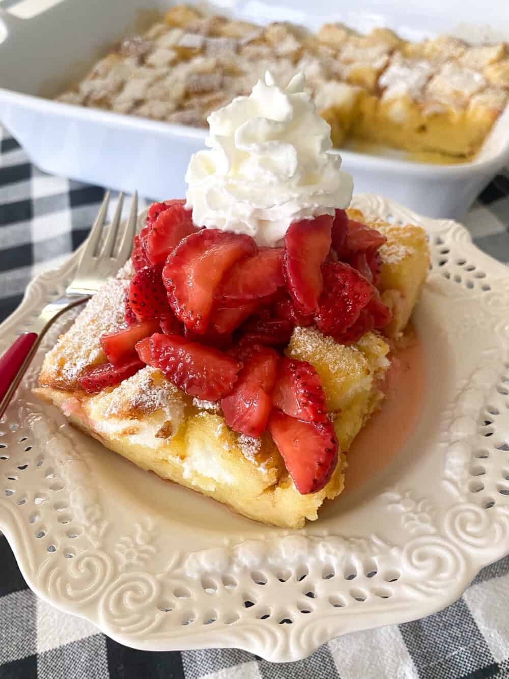 strawberry shortcake on serving plate