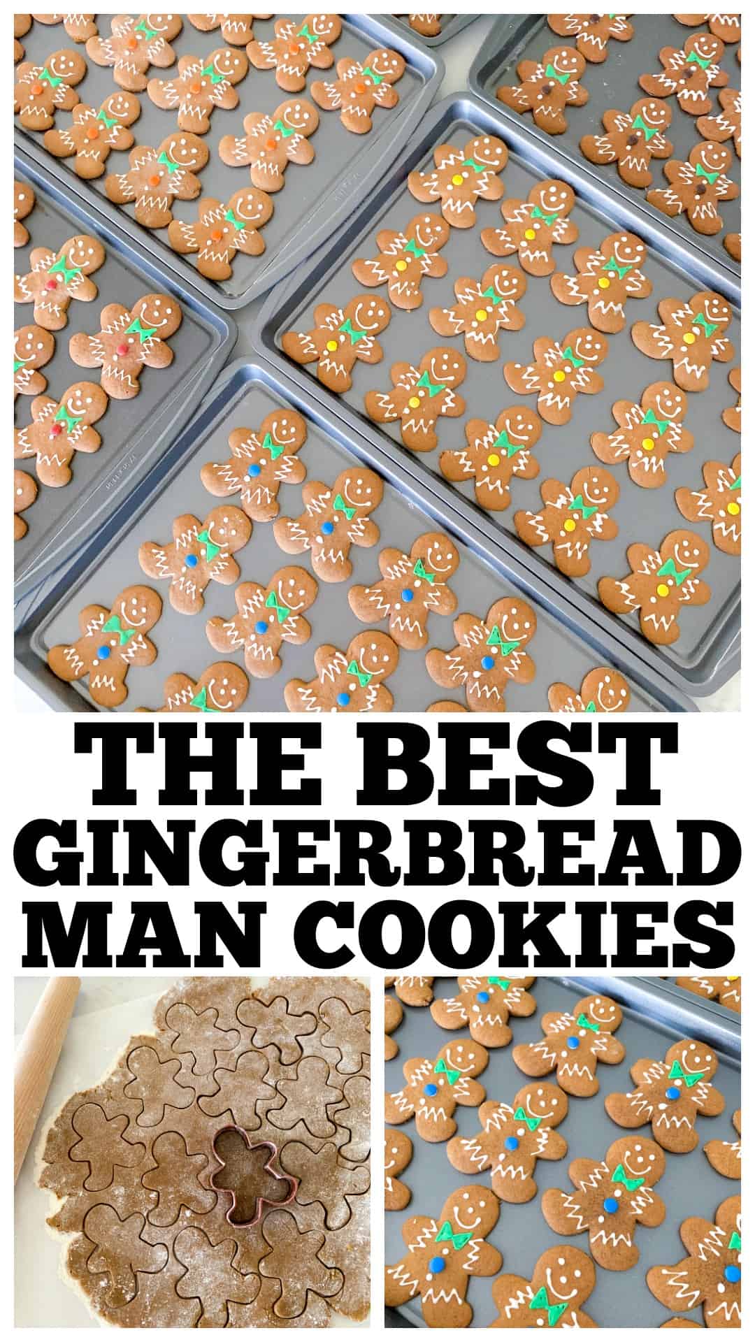photo collage of gingerbread man cookies