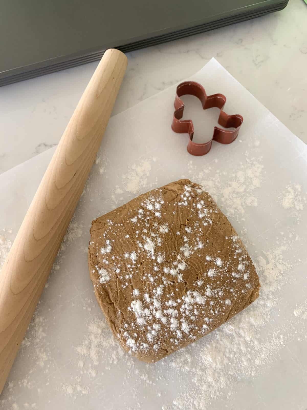 gingerbread cookie dough ready to roll out