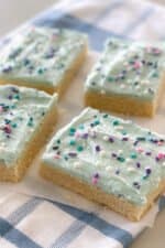 sugar cookie bars cut into squares