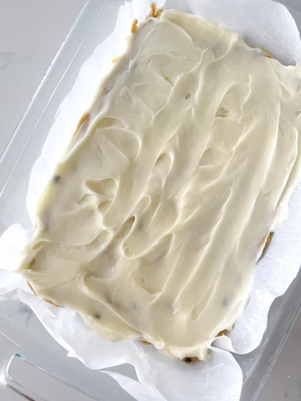 cream cheese layer of cheesecake bars
