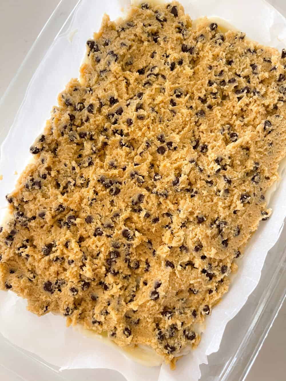 cookie dough layer of cheesecake bars