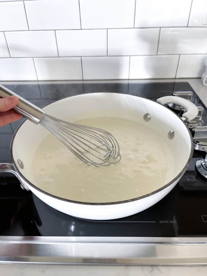 melting butter, cream cheese and cream in saucepan