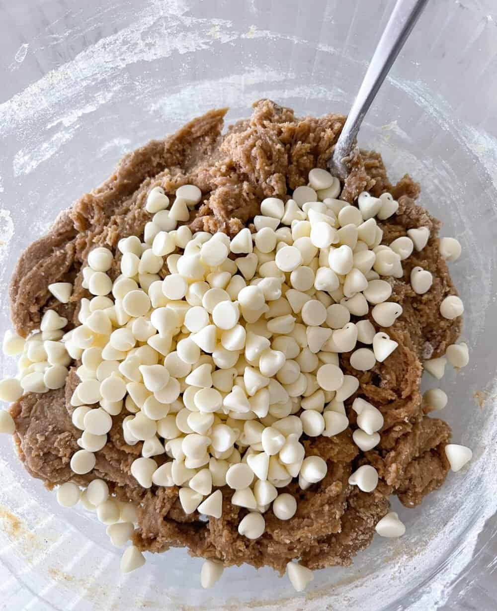 white chips added to mixing bowl
