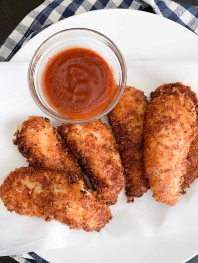 homemade chicken tenders on serving plate