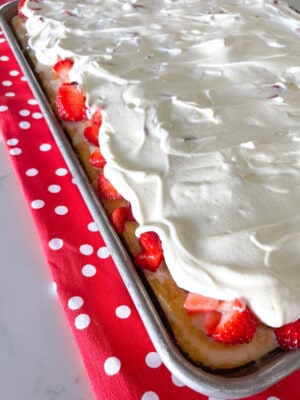 strawberries and cream sheet cake