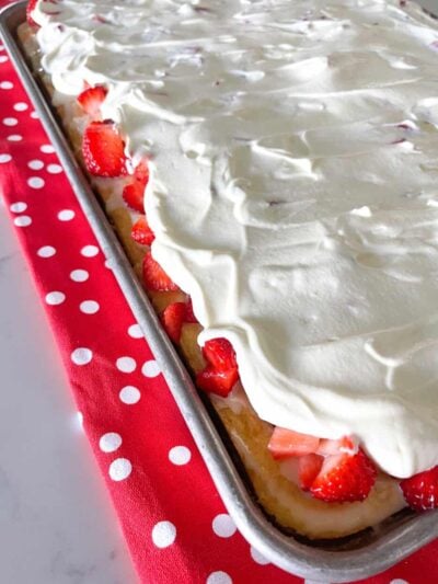 strawberries and cream sheet cake