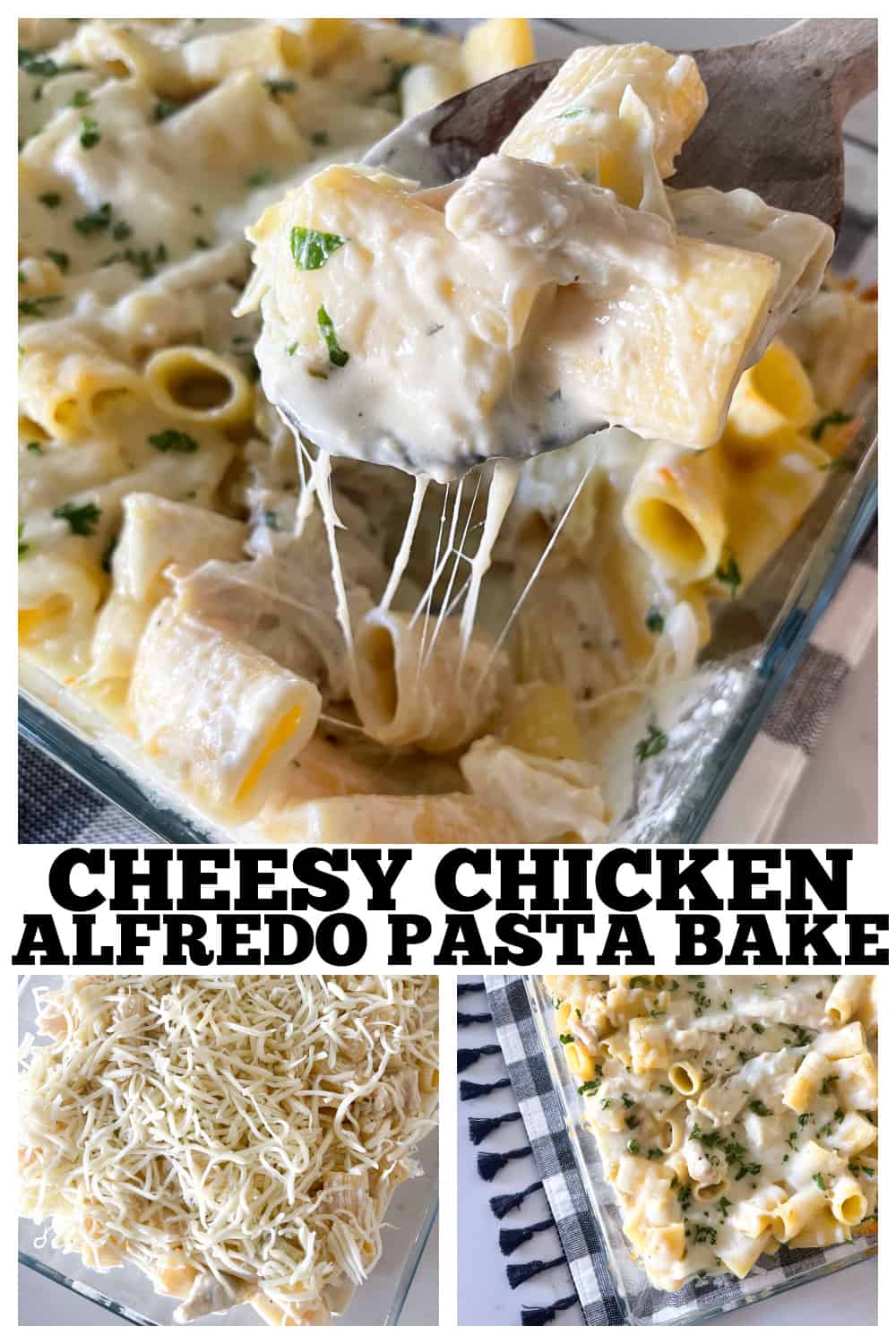 photo collage chicken alfredo pasta