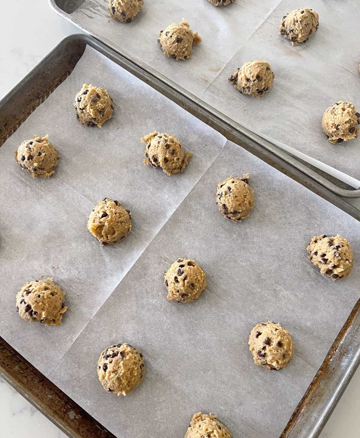 oreo cookie dough on baking sheet