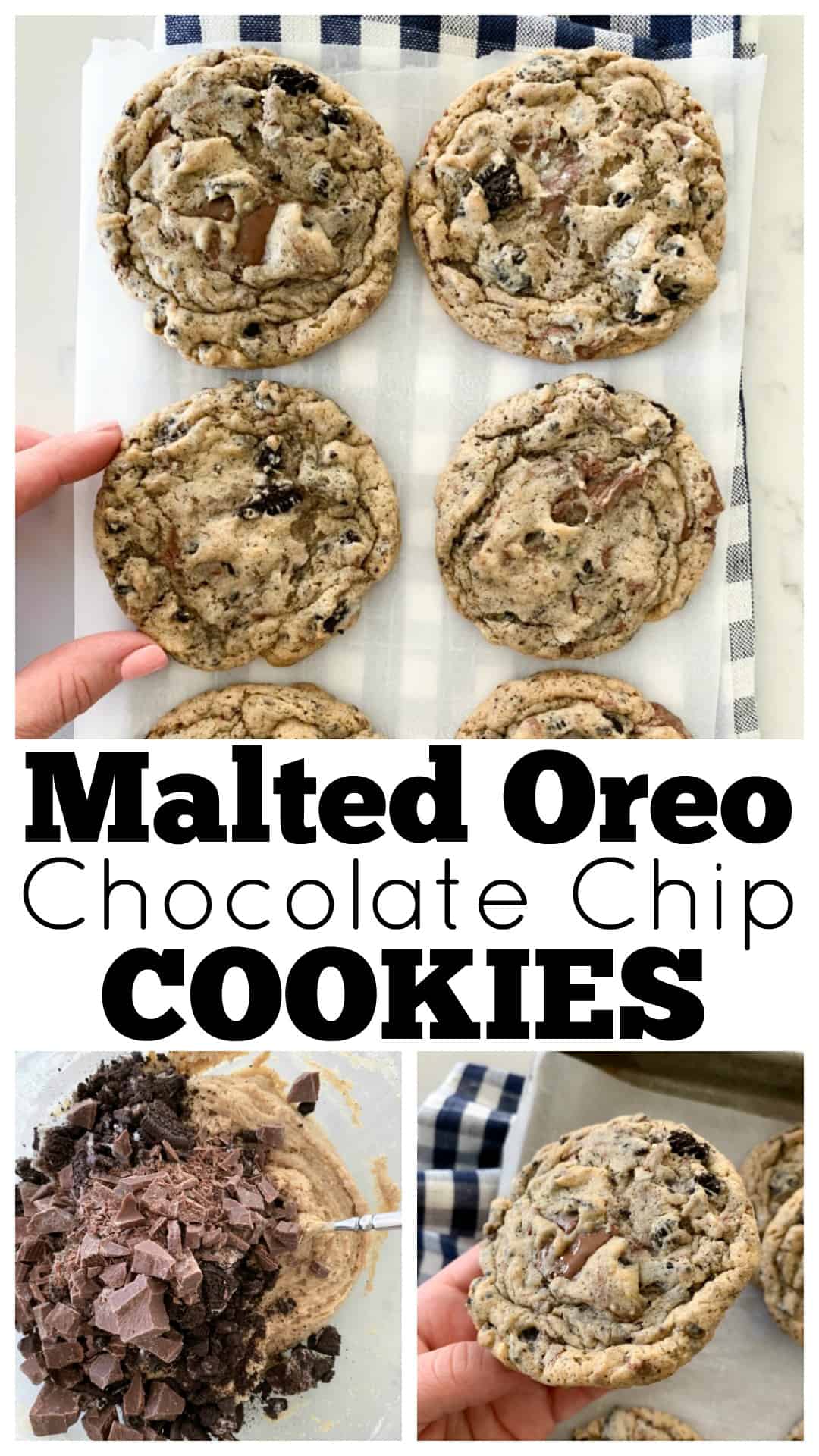 photo collage of oreo chocolate chip cookies