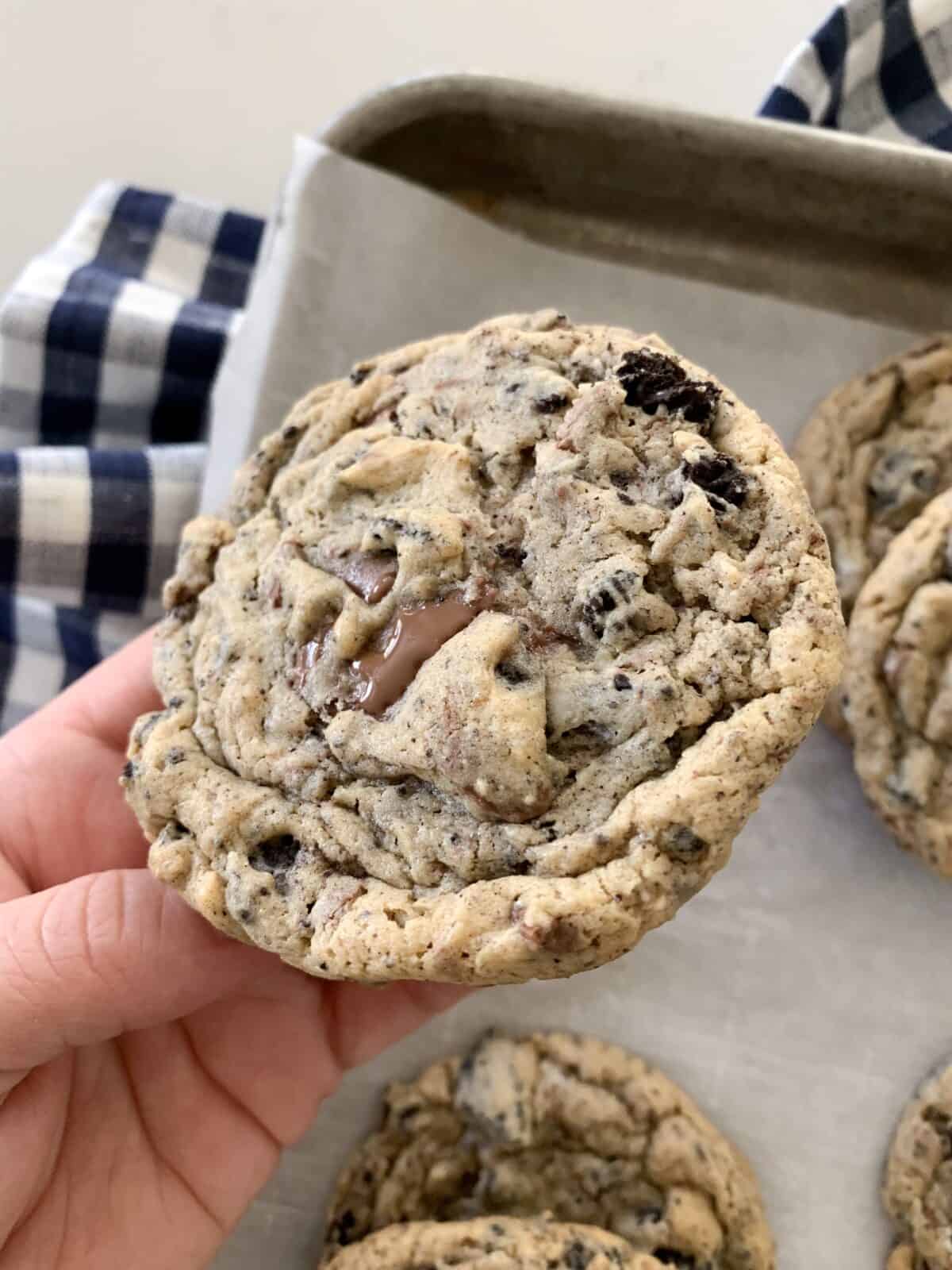 oreo chocolate chip cookies baked