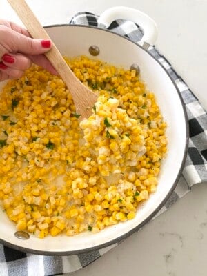 creamed corn in skillet