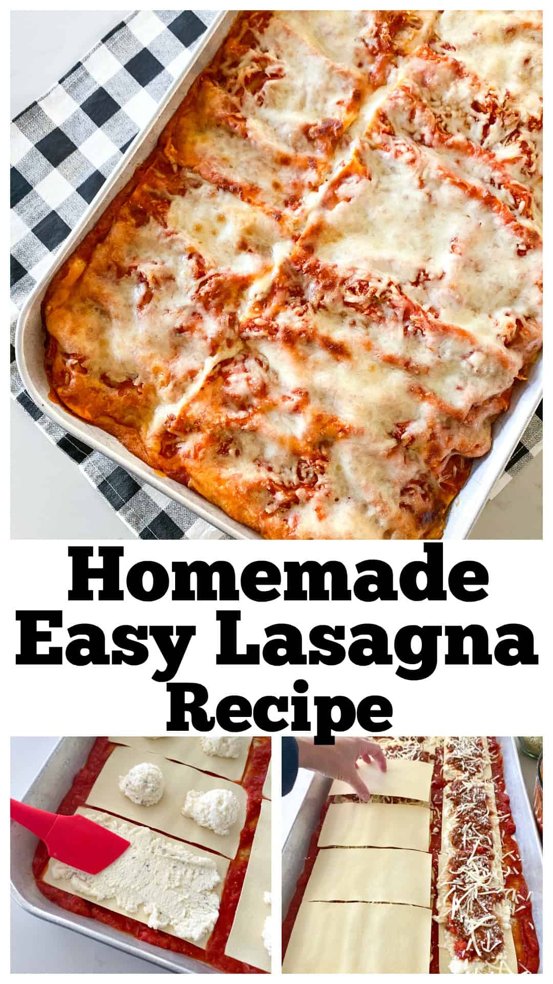 photo collage of homemade lasagna