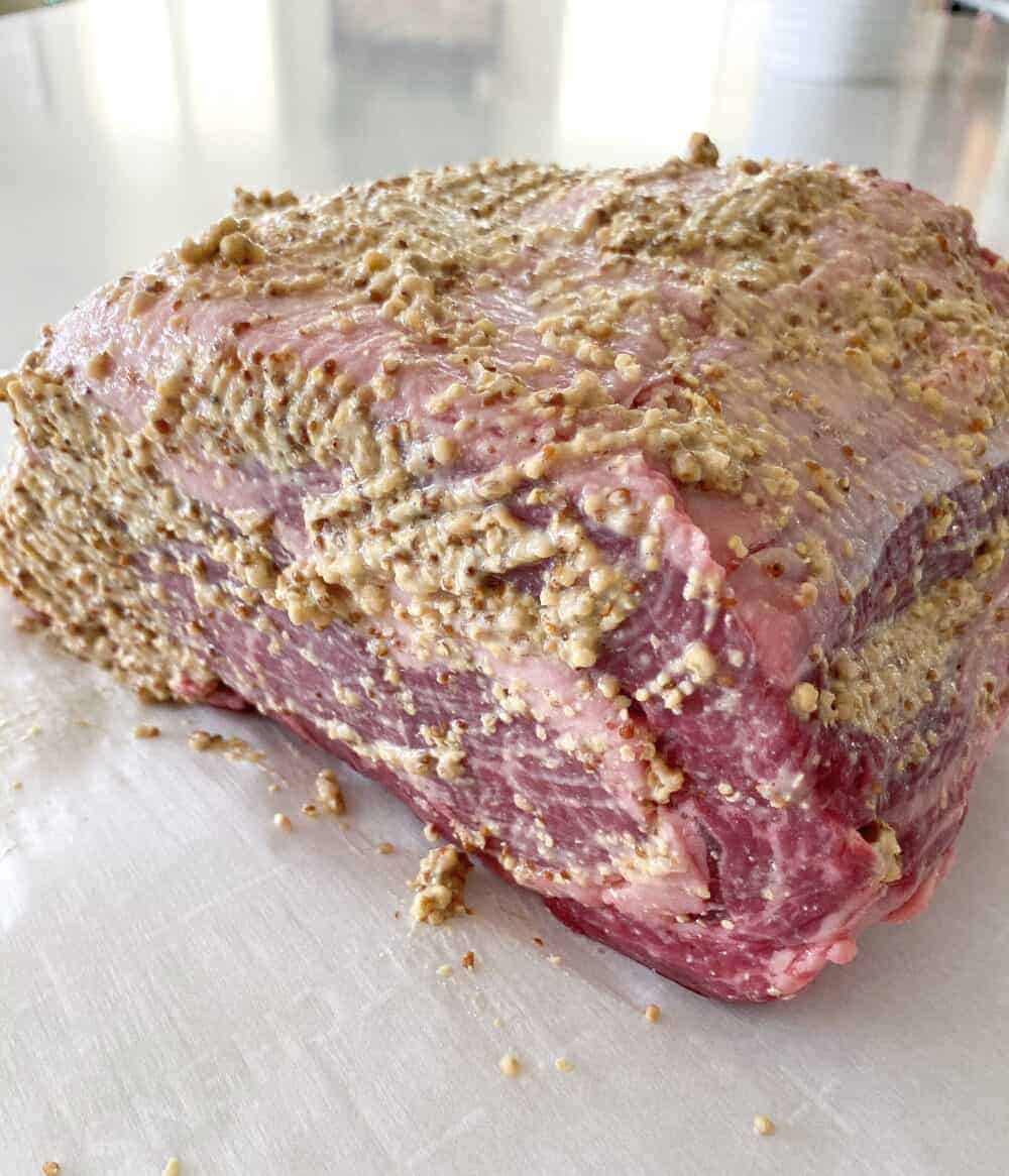 mustard brushed over prime rib