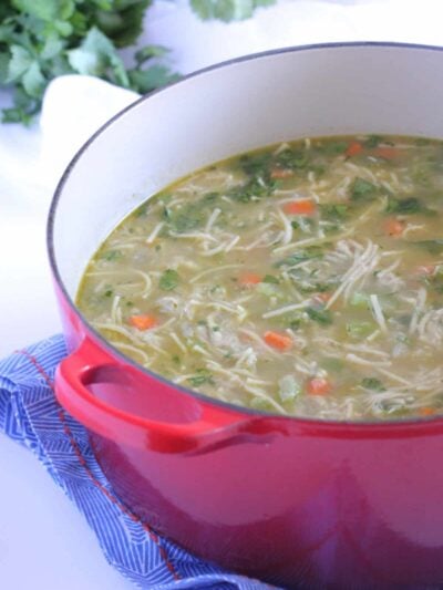 chicken noodle soup recipe in pot